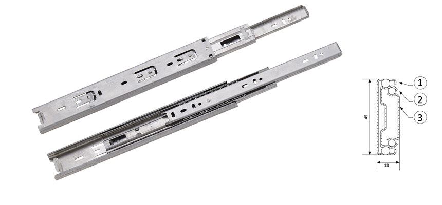 Drawer Slider 45MM Width,Stainless Steel,Full Extension Ball Bearing 